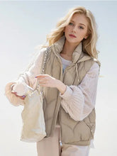 Women High Quality Down Fill Quilted Puffer Vest with Hoodie Zarnesh